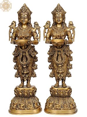 20" Deeplakshmi Pair In Brass | Handmade | Made In India