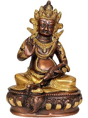7" Tibetan Buddhist Kubera Brass Statue - God of Wealth