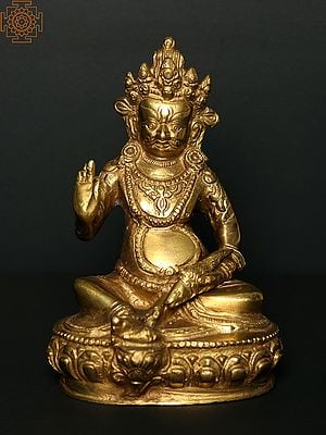 7" Tibetan Buddhist Kubera Brass Statue - God of Wealth