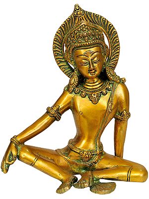 7" Lord Indra Brass Sculpture