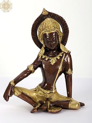 7" Lord Indra Brass Sculpture