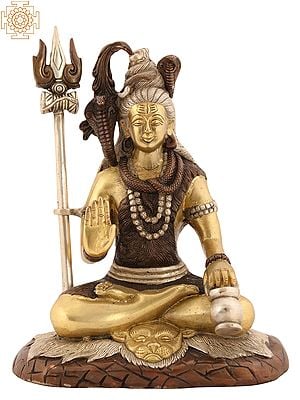 10" Blessing Lord Shiva Brass Sculpture