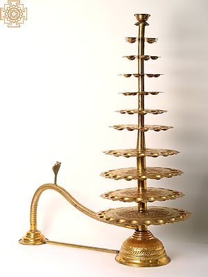 Brass Large Hand-Held Multiple Layer Oil Lamp (Multiple Sizes)