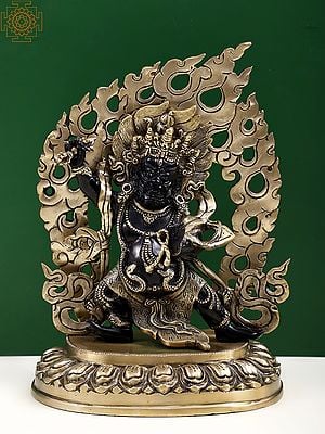 12" Tibetan Buddhist Deity Vajrapani in Brass