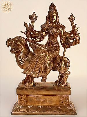 9" Goddess Durga | Handmade | Madhuchista Vidhana (Lost-Wax) | Panchaloha Bronze from Swamimalai