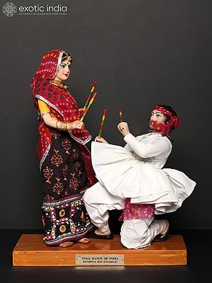 15" Dandiya Raas - Indian Folk Dance from Gujarat | Traditional Handmade Dolls