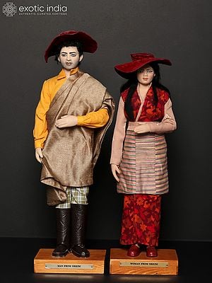 16" Elegant Married Couple from Sikkim | Traditional Handmade Dolls