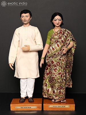 16" Couple from Delhi | Traditional Handmade Dolls