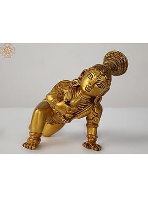 7" Laddoo Gopala Sculpture in Brass