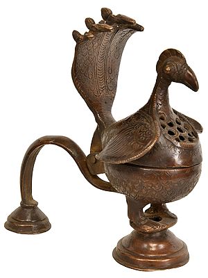 7" Peacock Incense Burner in Brass | Handmade | Made in India