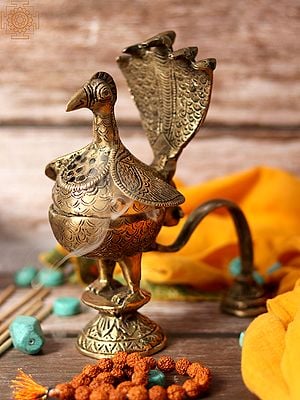 7" Peacock Incense Burner in Brass | Handmade | Made in India