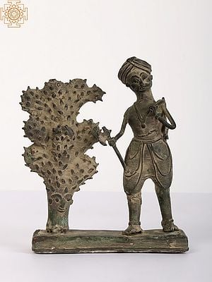 Man Cutting A Cactus Tree | Tribal Statue from Bastar