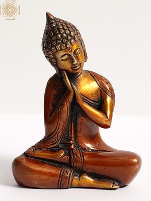 6" Thinking Buddha Statue - Brass Tibetan Buddhist Idols