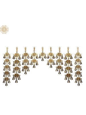OM (AUM) Ganesha Wall Hanging Toran (Set of Nine) In Brass