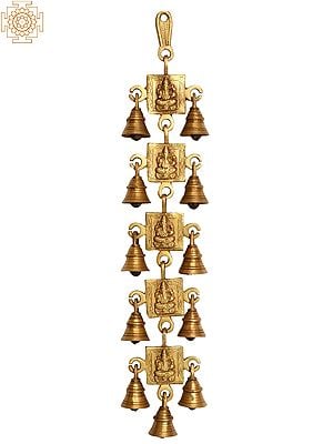 18" Lord Ganesha Wall Hanging Bells in Brass