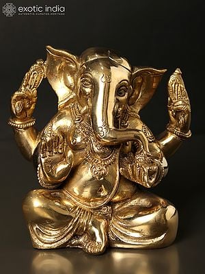 5" Small Blessing Lord Ganesha Brass Sculpture