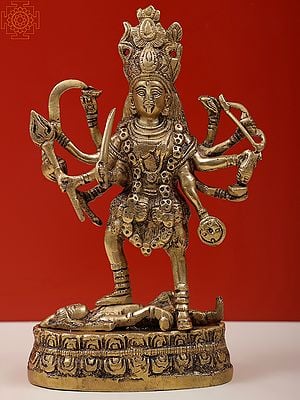 9" Goddess Kali Brass Sculpture | Handmade Brass Statue | Made in India