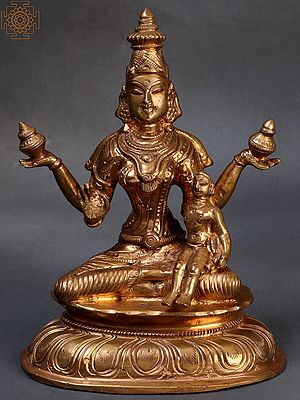 6" Small Santan Lakshmi - Worship for Gaining Child | Handmade | Madhuchista Vidhana (Lost-Wax) | Panchaloha Bronze from Swamimalai
