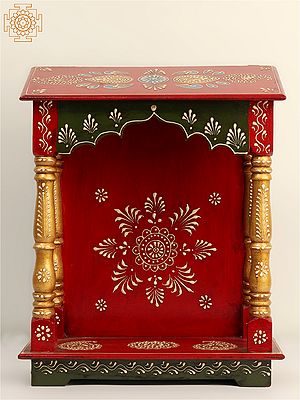 16" Handcrafted Wooden Temple from Rajasthan