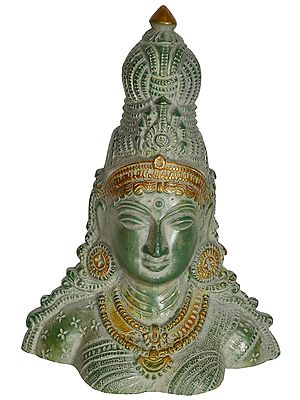 5" Small Goddess Parvati Bust Idol In Brass