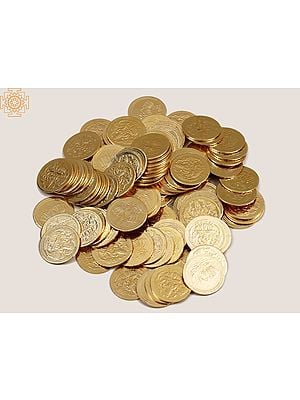 108 Coins for Lakshmi Puja With Lakshmi ji and and Lotus Images