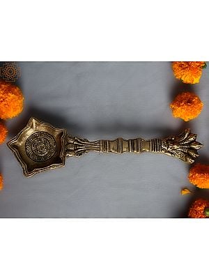 8" Handheld Patanjali Aarti Lamp In Brass | Handmade | Made In India