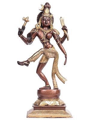 12" Dancing Ardhanarishvara In Brass