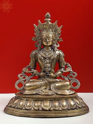 17" Tibetan Buddhist Deity Amitabha The Buddha of Infinite Life In Brass | Handmade | Made In India
