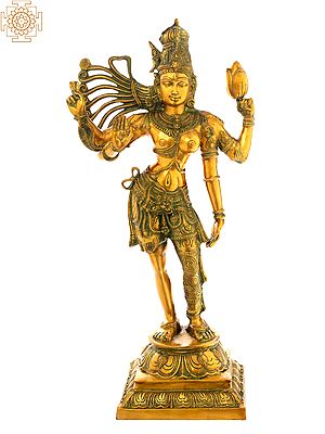 40" Large Ardhanarishvara (Shiva Shakti) in Brass | Handmade | Made in India