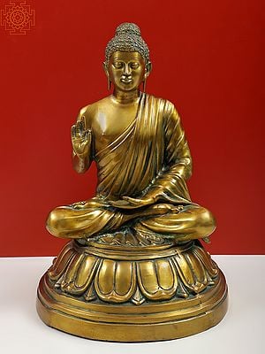 22" The Preaching Buddha In Brass | Handmade | Made In India