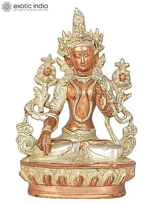 8" Brass White Tara Statue in Her Meditative Splendour