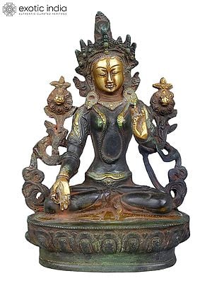 8" Brass White Tara Statue in Her Meditative Splendour