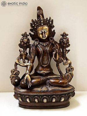 8" Brass White Tara Statue in Her Meditative Splendour