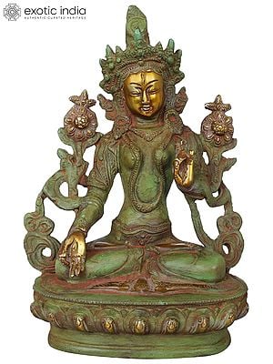 8" Brass White Tara Statue in Her Meditative Splendour