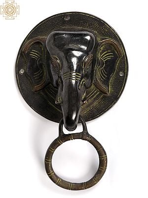 9" Brass Elephant Head Door Knocker