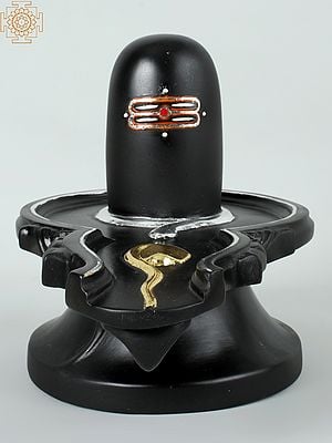 13" Black Marble Shiva Linga | Handmade