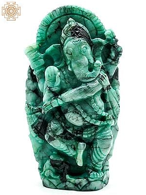 4" Small Emerald Dancing Ganesha