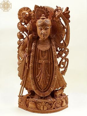 18" Krishna as Shrinathji Wooden Statue