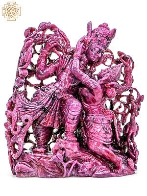 6" Small Size Radha Krishna Ruby Gemstone Statue