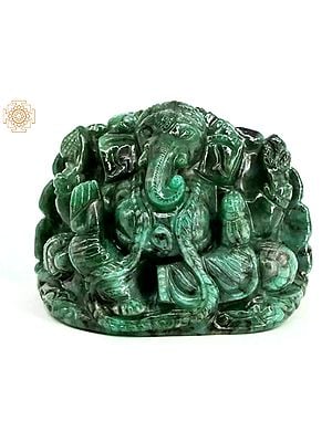 4" Small Emerald Blessing Ganesha Statue