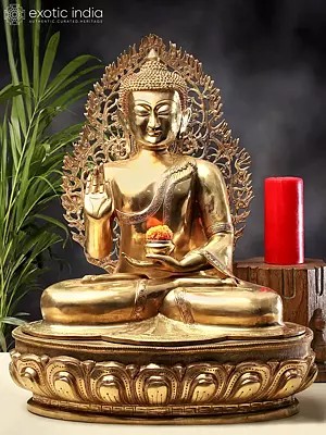 24" Brass Gautam Buddha Sculpture - Elegant Spiritual Art for Home & Office Décor
