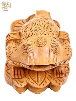 4" Small Wooden Feng Shui Frog