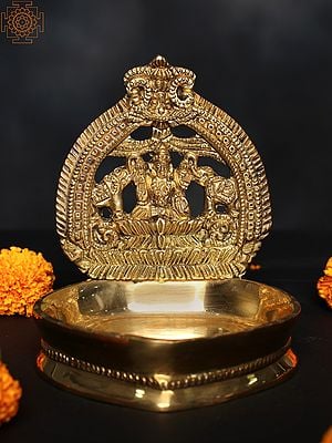 5" Small Gajalakshmi Lamp In Brass