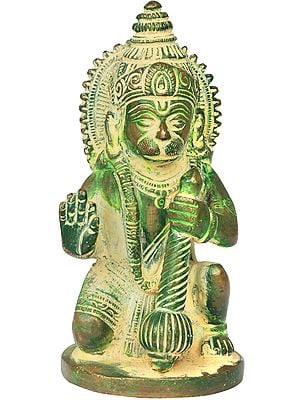 4" Small Seated Small Hanuman In Brass
