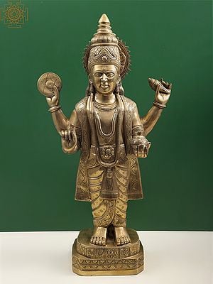 34" Large Dhanvantari In Brass | Handmade | Made In India