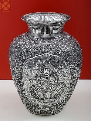 14" Superfine Goddess Lakshmi Vase with Densely Packed Work