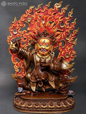 Two-Armed Tibetan Buddhist Mahakala Copper Statue - Made in Nepal