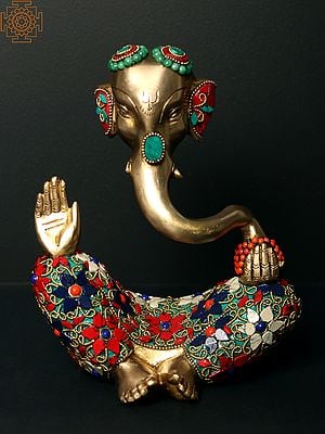 8" Stylized Ganesha Brass Statue | Handmade | Made in India