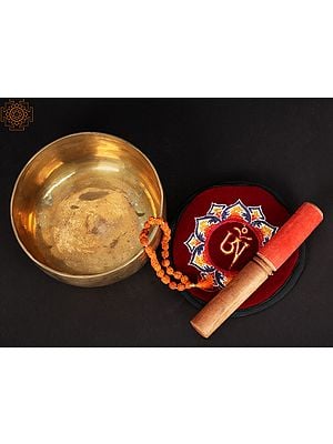6" Tibetan Buddhist Singing Bowl with OM Cushion
