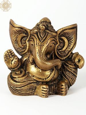 2" Small Good Luck Ganesha Sculpture in Brass